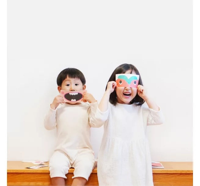 【溫柔系幼兒啟蒙互動繪本】小臉蛋變變變 (附安全無毒五官配對卡＋中英雙語＋Qrcode)